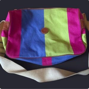 United Colors of Benetton Striped Canvas Messenger Bag Y2K